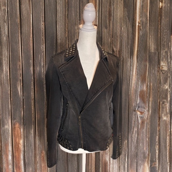 Max Jeans Jackets & Blazers - Max Jeans Black Denim Studded Biker Motorcycle Jacket XS